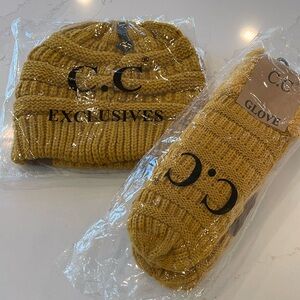 CC brand hat and mittens